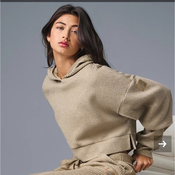 ALO Yoga Tops - Alo Yoga Muse Hoodie in Gravel Heather Size Medium